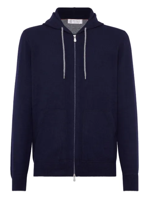 Brunello Cucinelli drawstring zipped cashmere hoodie Blue M2223246CW425