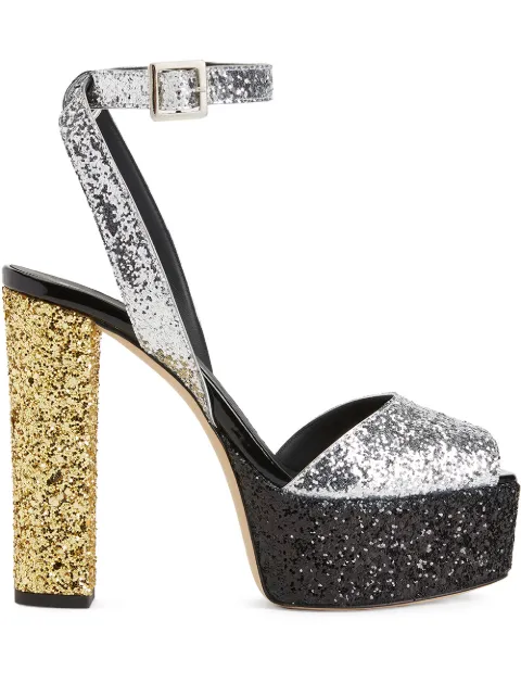 Giuseppe Zanotti 120mm Betty Glitter platform-sole sandals Silver I000087H01