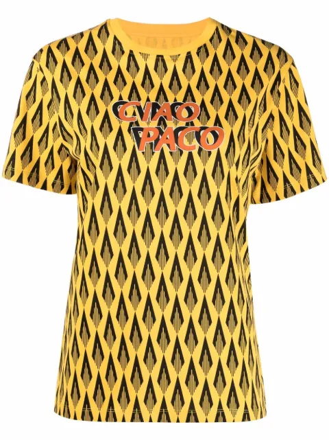 Rabanne Ciao Paco print T-shirt Yellow 21HJTE053CO0411