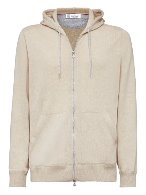 Brunello Cucinelli zip-up cashmere hoodie Neutrals M2223246CS396