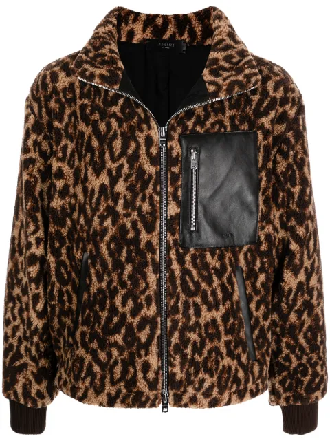 AMIRI leopard-print bomber jacket Brown MKF013