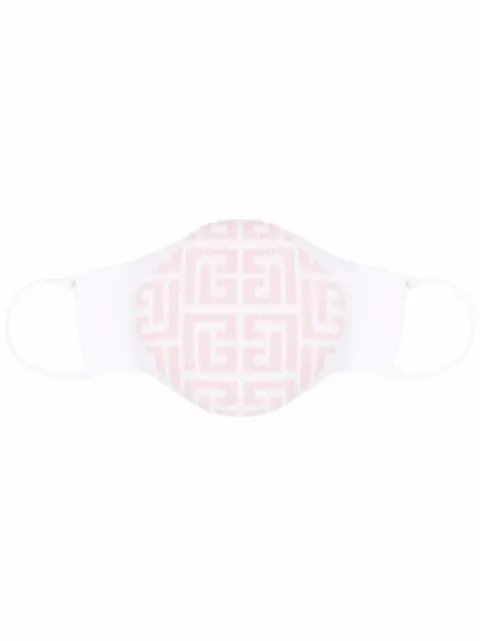 Balmain logo-intarsia knitted cotton face mask White WF1XD001K265