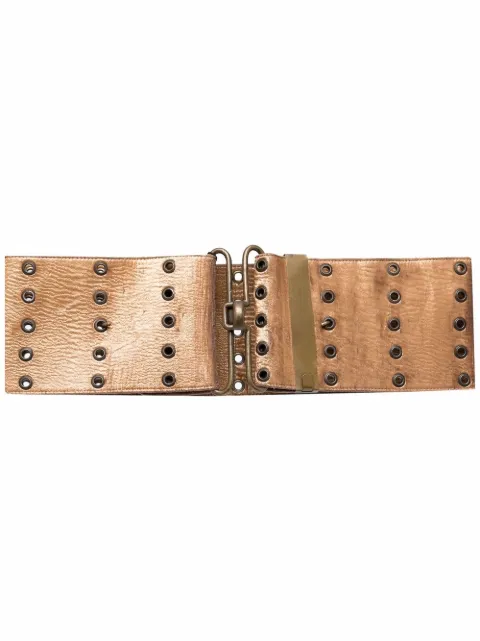 Gianfranco Ferré Pre-Owned 2000s eyelet embellished thick belt Gold FERR180BEL