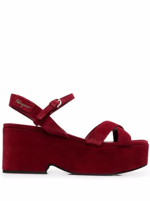 Ferragamo strappy platform block-heel sandals Red 0745207