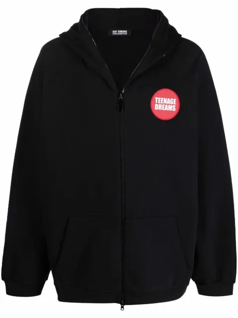 Raf Simons Teenage Dreams zipped hoodie Black 211M17719003