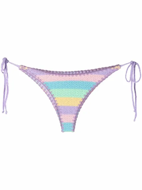 MC2 Saint Barth Marielle striped crochet bikini briefs Blue MARIELLE