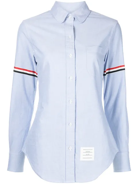 Thom Browne grosgrain armband long-sleeve Oxford shirt Blue FLL019E06177