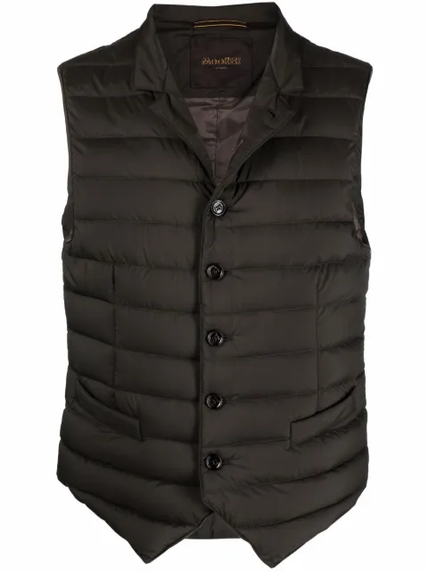 Moorer button-fastening padded sleeveless jacket Brown SIDNEYS3