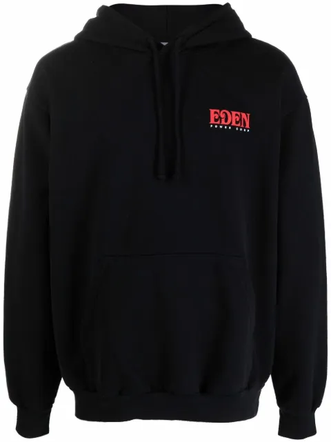Eden Power Corp logo-print recycled cotton hoodie Black SS21027