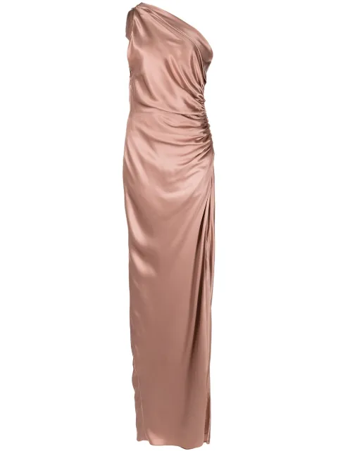 Michelle Mason one-shoulder silk gown Pink M9320B