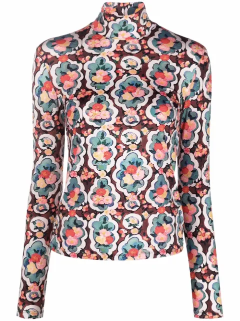 La DoubleJ Matisse roll neck top Brown SHI0030JER005MAT0001