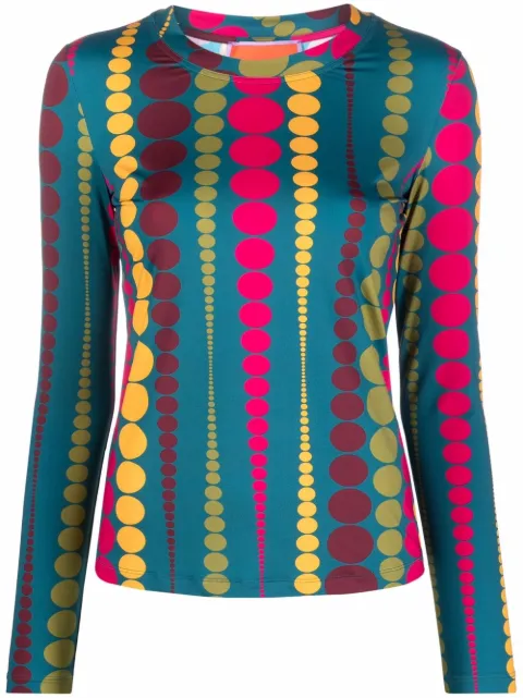 La DoubleJ Bubbles-print jersey T-shirt Blue TOP0024JER005BUB0001
