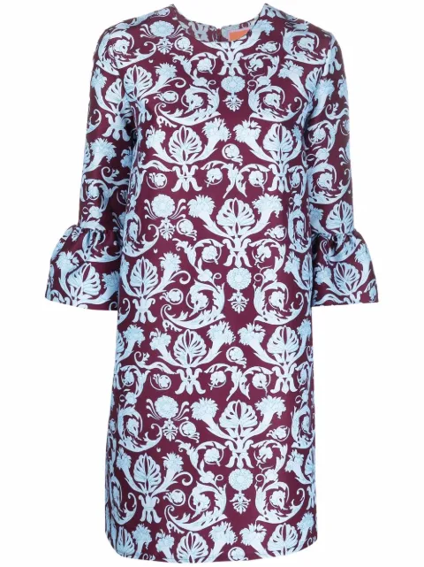 La DoubleJ brocade-print flared-cuff dress Purple DRE0050CAD001BRO0006