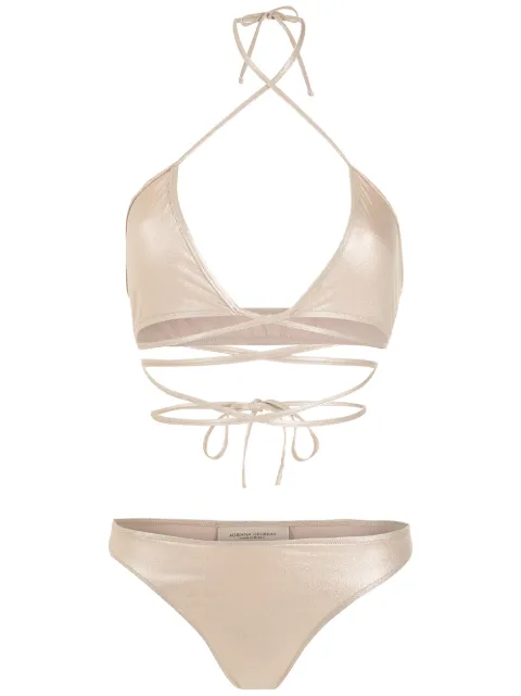 Adriana Degreas tie-fastening metallic bikini set Gold BIAM0009I21