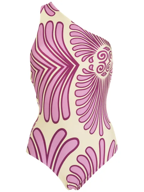 Adriana Degreas printed one-shoulder swimsuit Purple MAOS0171I21