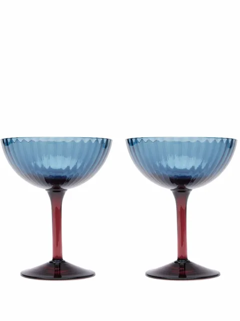 La DoubleJ set of 2 champagne cups Blue GLA0012MUR001BLU0007