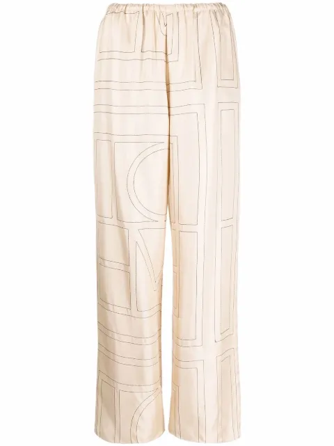 TOTEME monogram silk pyjama trousers Neutrals 213255707