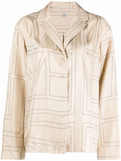 TOTEME monogram silk pj top ivory Neutrals 213755707926