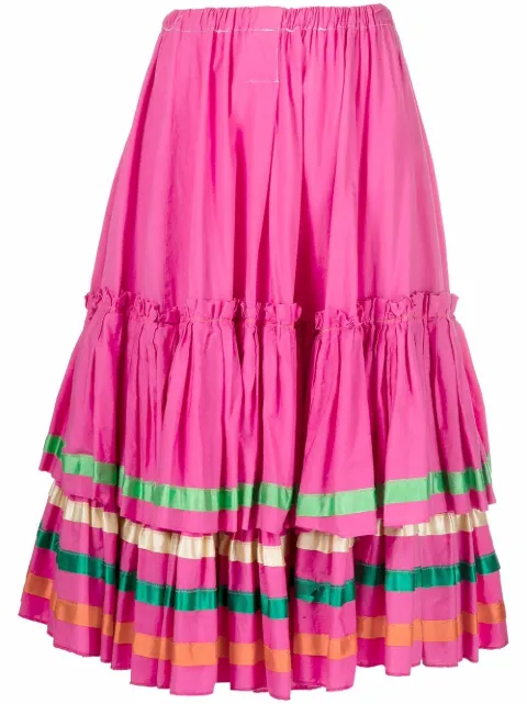 A.N.G.E.L.O. Vintage Cult 1980s layered flared midi skirt Pink ANV350PI