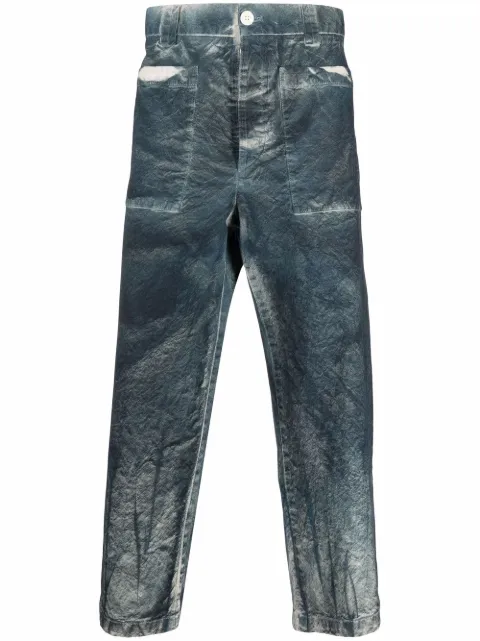 Sunnei bleached-effect cropped trousers Blue SN1SMT06APTE920