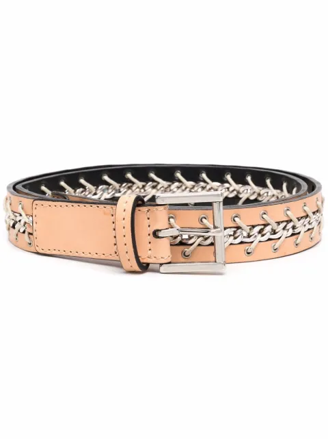 Gianfranco Ferré Pre-Owned 2000s chain-link embellished leather belt Neutrals GIAFR100B