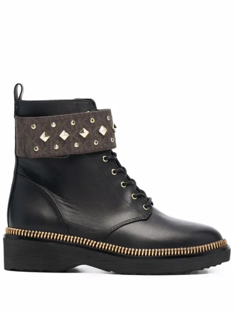 Michael Michael Kors Haskell studded logo leather boots Black 40T1HSFE6L