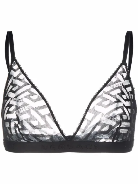 Versace Greca Signature tulle bralette Black 10021211A01647