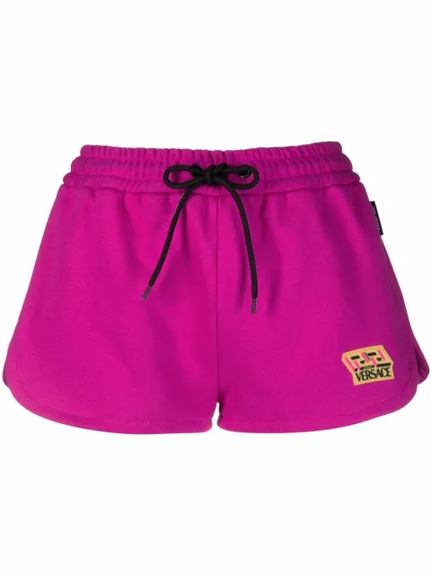 Versace logo-patch track shorts Pink 10024141A01174