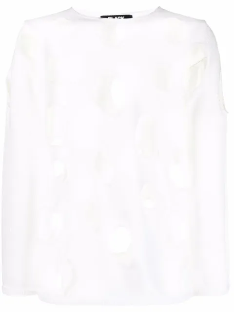 Black Comme Des Garçons cut-out hole jumper White 1GN001