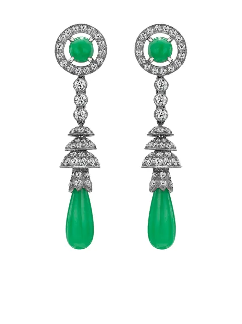 Pragnell Vintage 1911-1940 platinum Art Deco jadeite and diamond earrings Silver 1275309