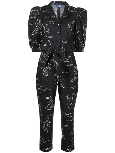 Lhd Casitas illustration-print jumpsuit Black LHD07JA0011