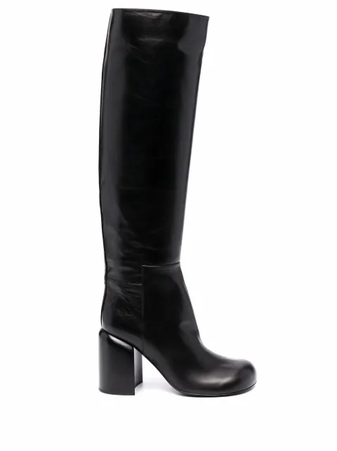 Jil Sander knee-length high-heel leather boots Black JS36144A14001