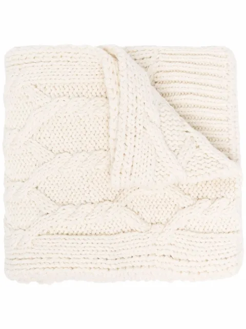 Jil Sander cable-knit wool scarf White JSMT769042MTY20308