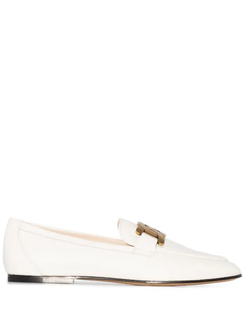 Tod's Kate gold-chain leather loafers White XXW79A0DD00MIDB001