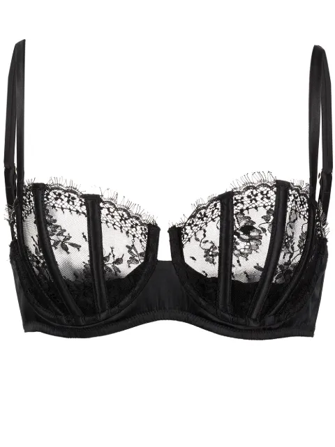 Fleur Du Mal Frankie lace boned balconette bra Black BR03060100