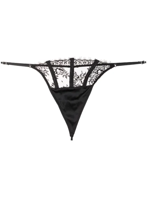 Fleur Du Mal Frankie lace thong Black PY03100100