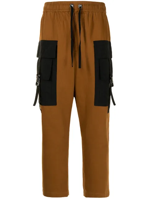 Ports V contrasting panel cropped trousers Brown VM9TCL02LWC033