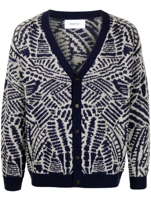 Ports V abstract-pattern cardigan Blue VM9KFN01NKF070