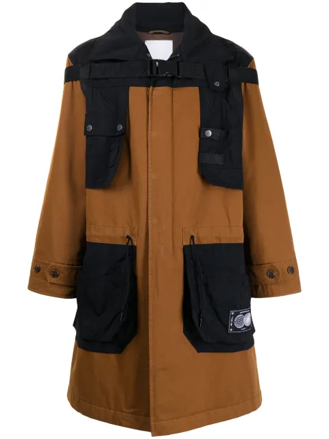 Ports V panelled hooded raincoat Brown VM9CRC02LWC033