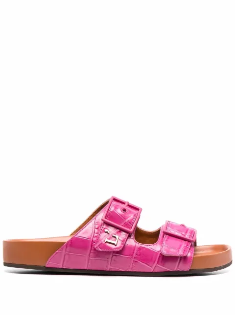 L'Autre Chose buckle embossed flat sandals Pink LDL18820GP