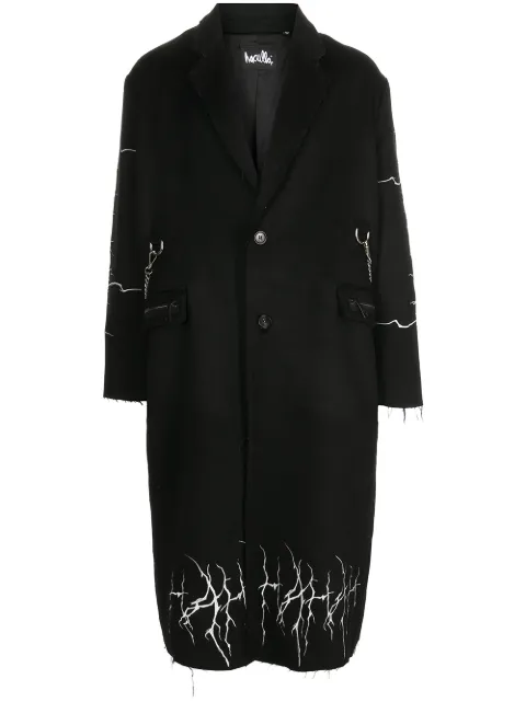 Haculla embroidered mid-length coat Black HA08BAX01