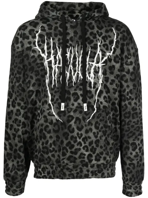 Haculla leopard-print logo hoodie Black HA08BAKH07