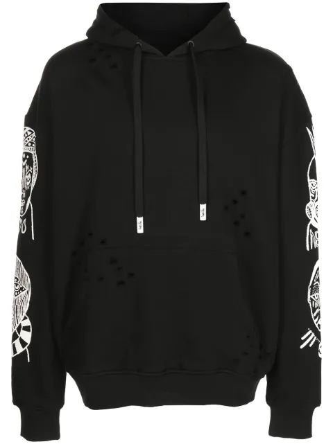 Haculla graphic-print distressed hoodie Black HA08BAKH05