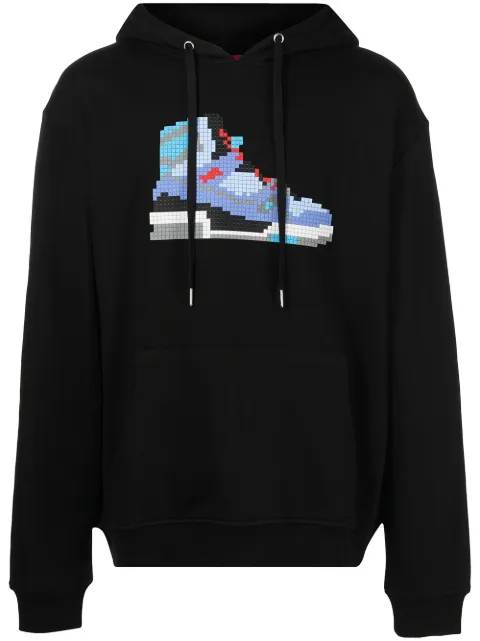 Mostly Heard Rarely Seen 8-Bit 508 Hi Top-print cotton hoodie Black MHEB08BAKH02