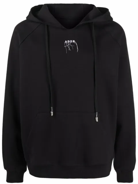 Ader Error logo drawstring hoodie Black PS21BKASSHD04