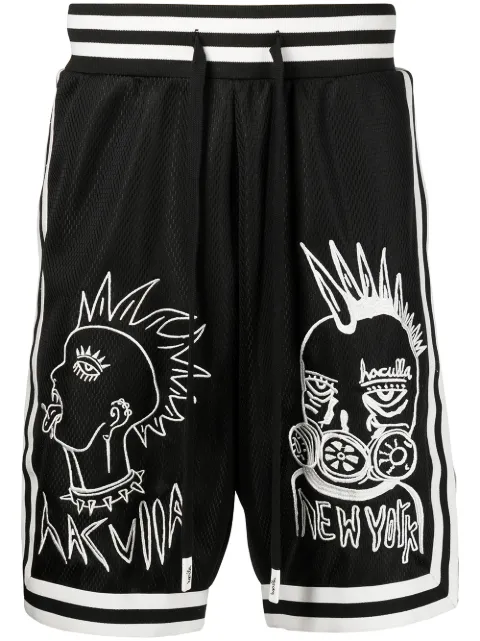 Haculla embroidered mesh-panel basketball shorts Black HA08BABS01