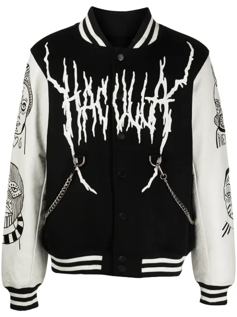 Haculla leather-sleeve varsity jacket Black HA08BAX03
