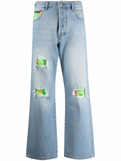 Philipp Plein distressed cropped jeans Blue FAACWDT1708PDE004N