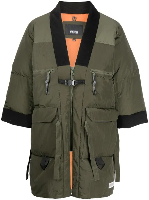 Mostly Heard Rarely Seen colour-block panelled padded coat Green MH08BAX04