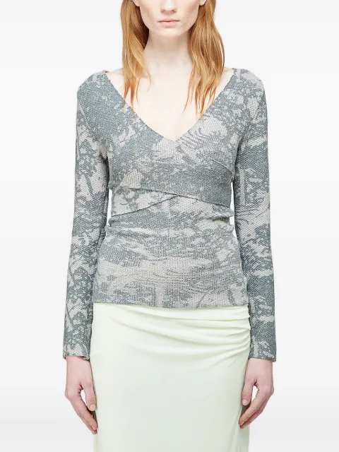 Eckhaus Latta abstract-print wrap-around T-shirt Grey 081ELSS21G